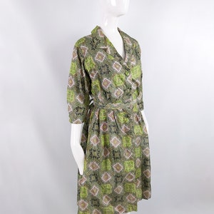 Robe vintage des années 1950 Robe chemise des années 50 Mme Barbieri Robe chemise verte à motifs des années 1950 UK 8 Small S image 5