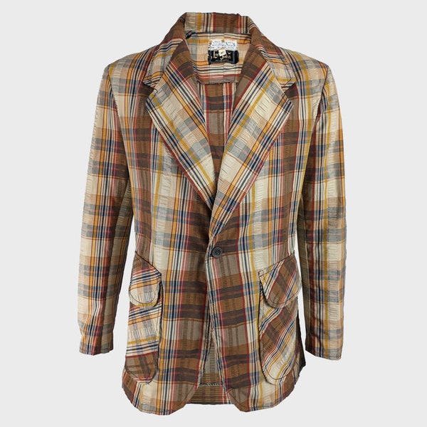 Vintage LORD JOHN of Carnaby Street Seersucker Cotton Plaid Blazer Men 1960s Jacket Men