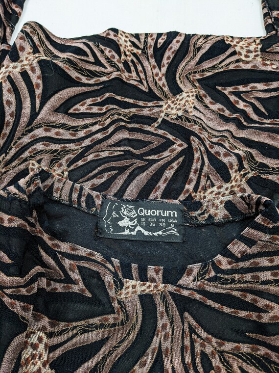 80s QUORUM Semi Sheer Top Leopard Pattern 90s Mes… - image 8