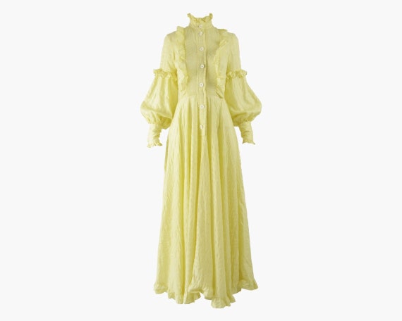 JEAN VARON 70s Boho Gown Cottagecore Dress Puffed