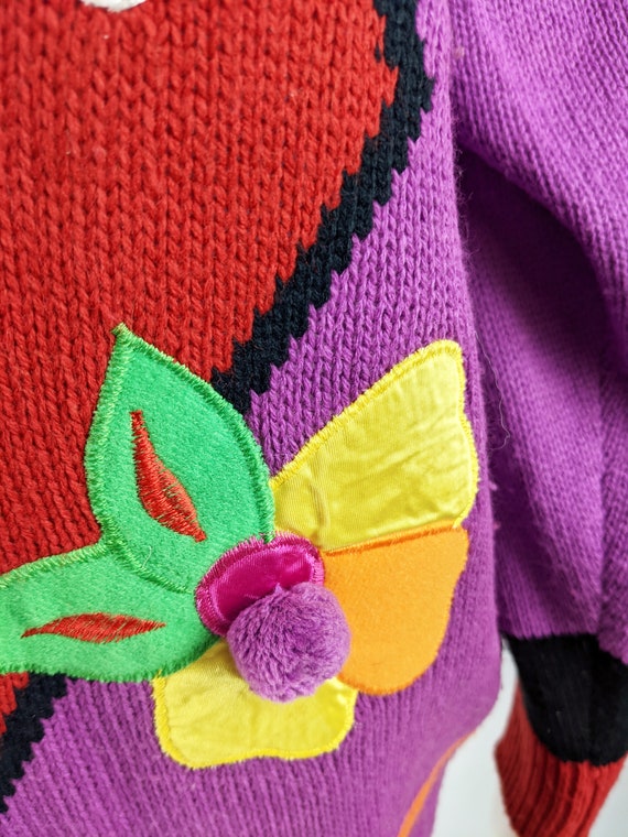 Vintage 80s Sweater Womens Jumper Purple Knit Top… - image 8