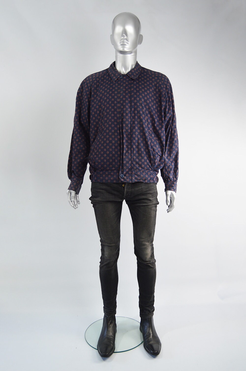 VALENTINO Jacket Men Blue Printed Cotton Blouson Jacket L XL - Etsy