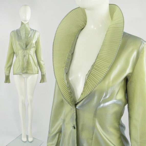 ROMEO GIGLI Iridescent Blouse Pleated Organza Wome