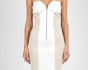 White Leather Strapless Dress - Etsy