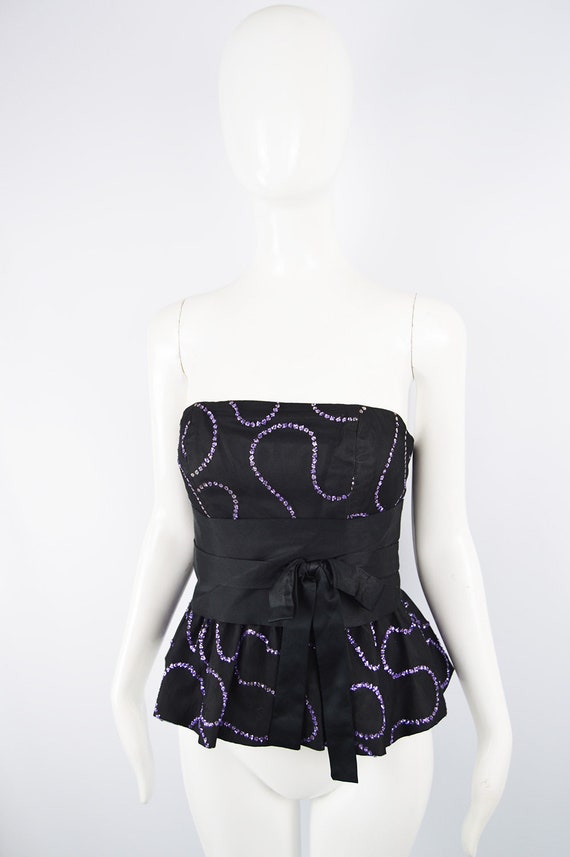 Vintage TERENCE NOLDER 1980s Bustier Glitter Bodi… - image 3