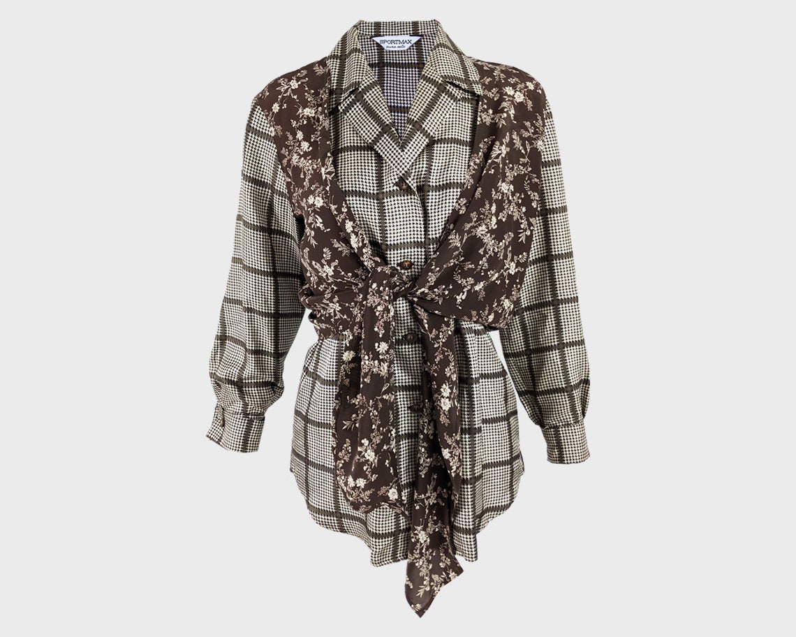 Buy Vintage SPORTMAX by MAX MARA Silk Blouse Pure Silk Shirt Brown 