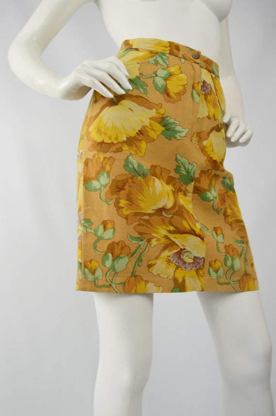 Vintage KENZO Skirt Floral Print Pencil Skirt Lin… - image 6