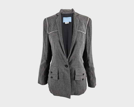 ZANG TOI Vintage Grey Blazer Jacket Women Velvet … - image 1