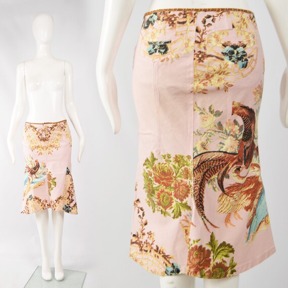 ROBERTO CAVALLI Pink Denim Skirt Pastel Pink Low W