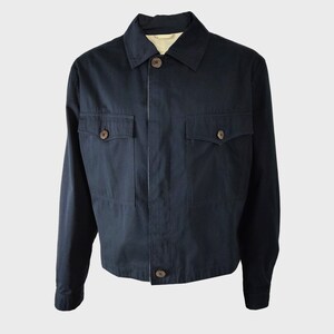 Vintage GIANNI VERSACE Jacket Men, Navy Blue Blouson Jacket, Dark Blue Cotton Jacket, Made in Italy, Designer Vintage, It 52 XL