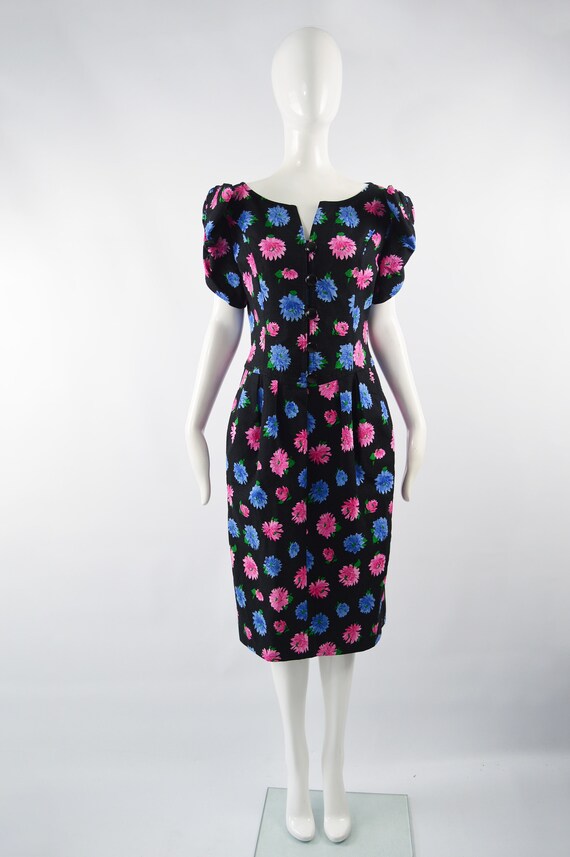 BELLVILLE SASSOON Black Cotton Dress Floral Print… - image 2