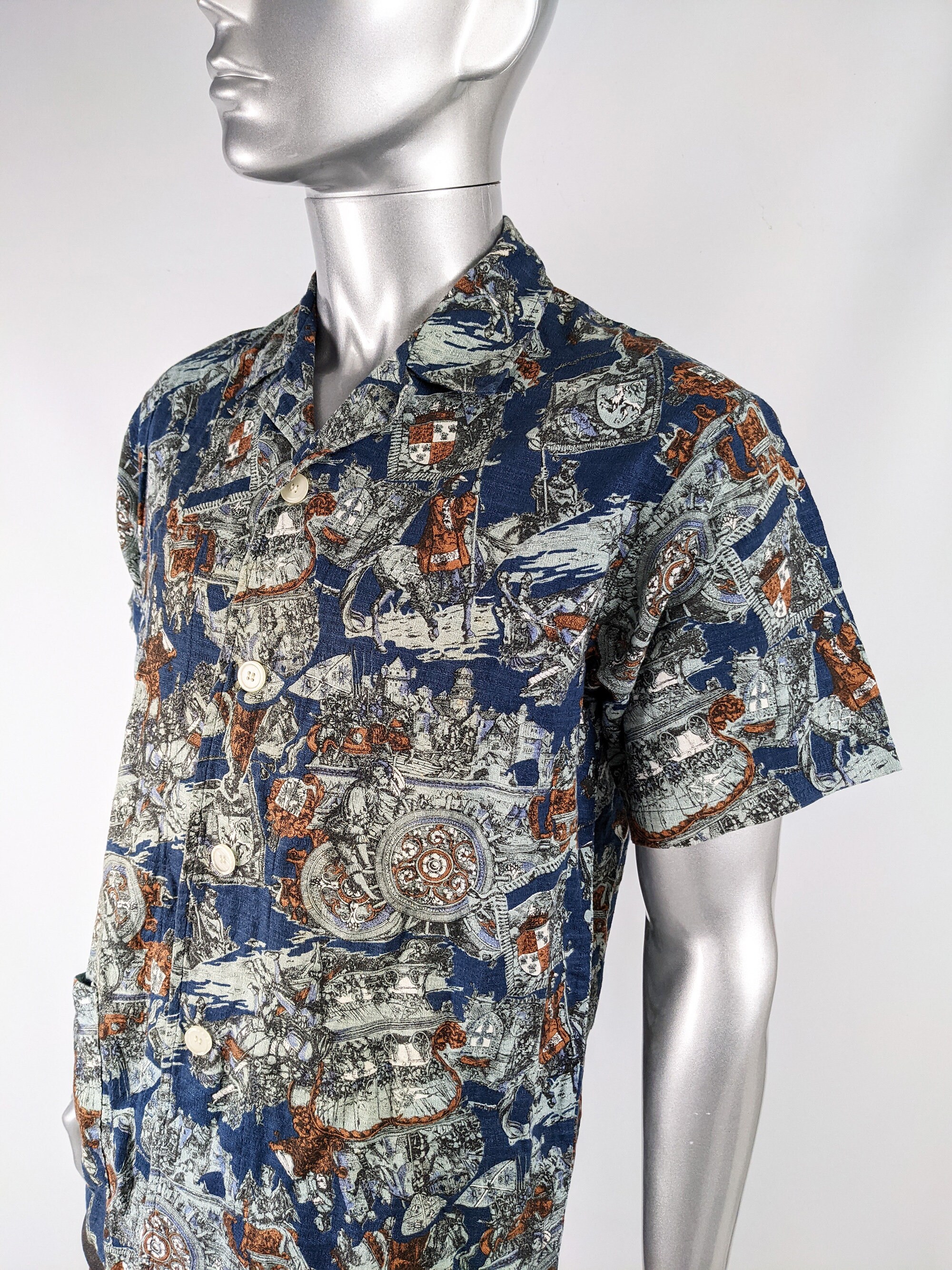 Vintage Tapestry Print Shirt All Over Print 70s Does 50s Etsy