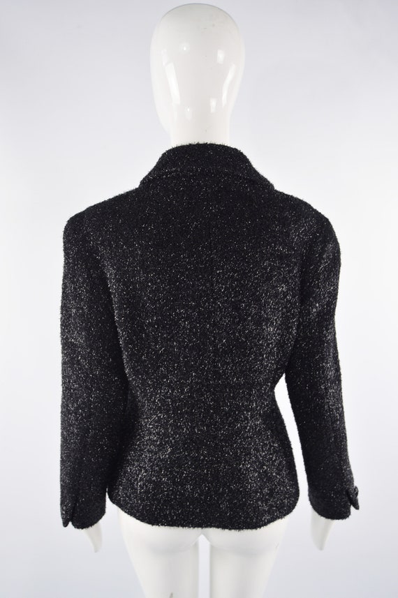 80s BYBLOS Jacket Black Sparkly Fuzzy Wool Blend … - image 7