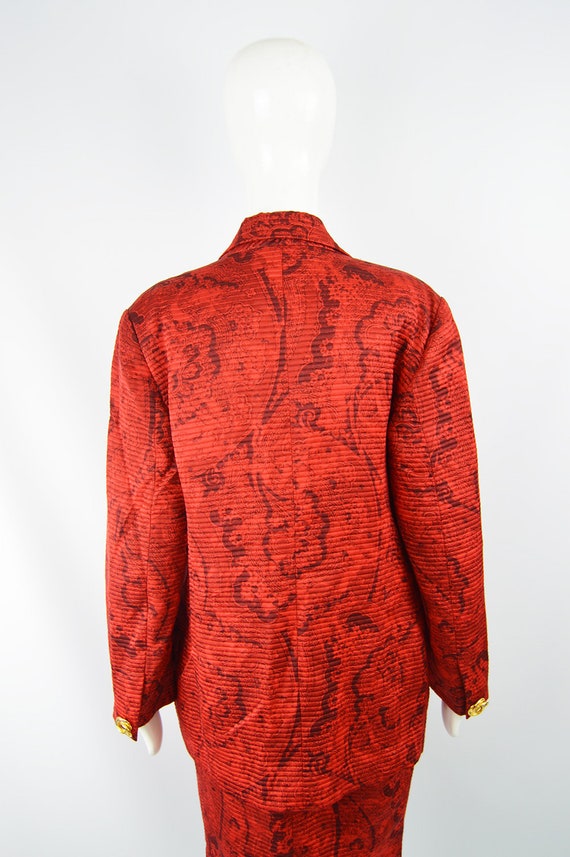 Vintage LILIANE ROMI 80s Red Silk Suit Silk Damas… - image 7