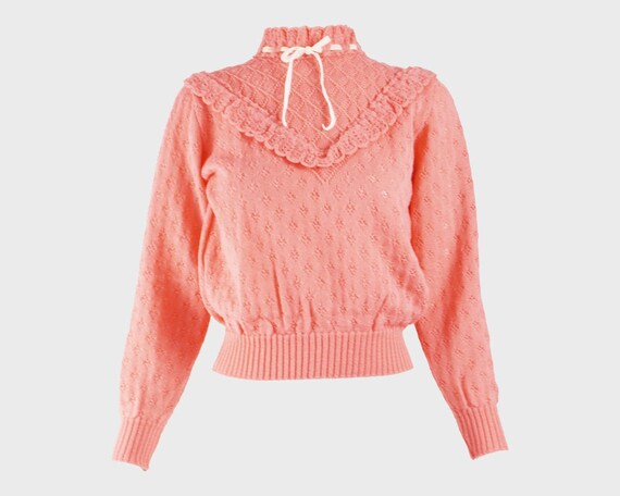 70s Pink Knit Sweater Knitwear Kawaii Lolita Velve