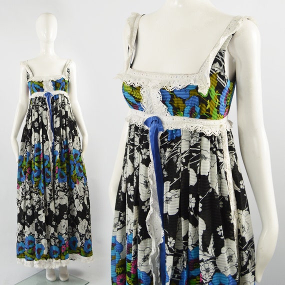 JEAN VARON 70s Maxi Dress Boho Maxi Dress Floral P