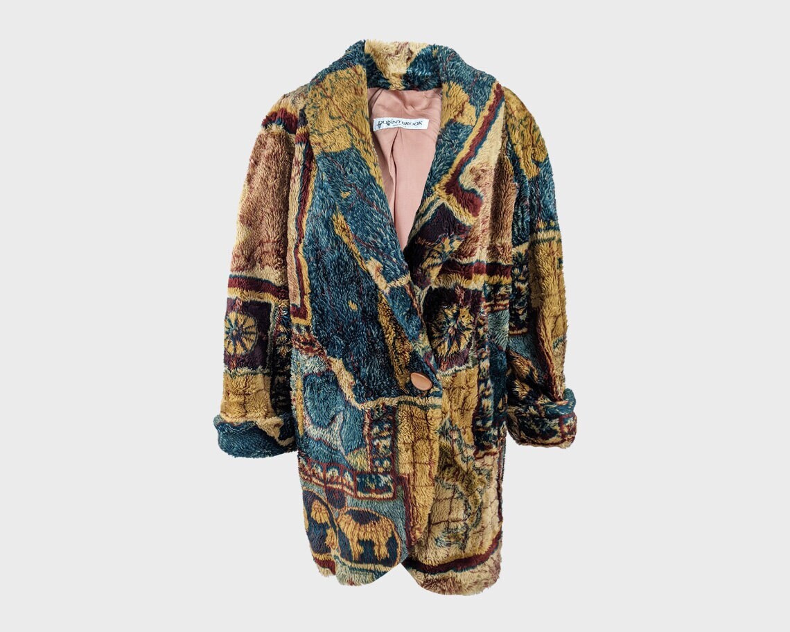 printed teddy coat