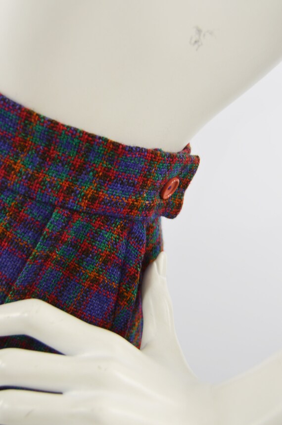 70s Knee Length Skirt Check Skirt Wool Tartan Ski… - image 6