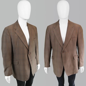 70s Blazer Brown Mens Blazer Plaid Check Blazer Checked Jacket 1970s Blazer Brown Blazer Men Sport Coat Hipster Blazer Office Jacket