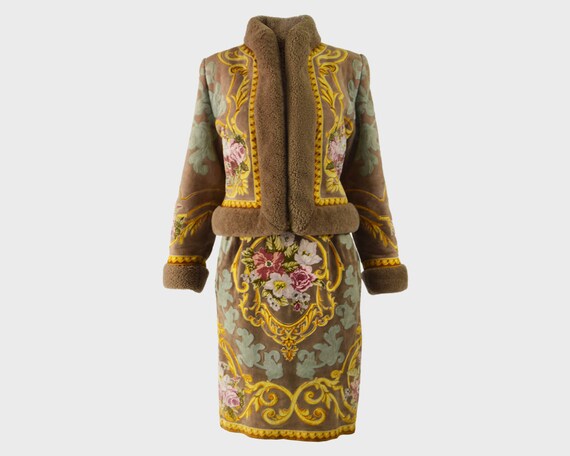 VALENTINO Vintage Shearling Coat & Skirt Shearling