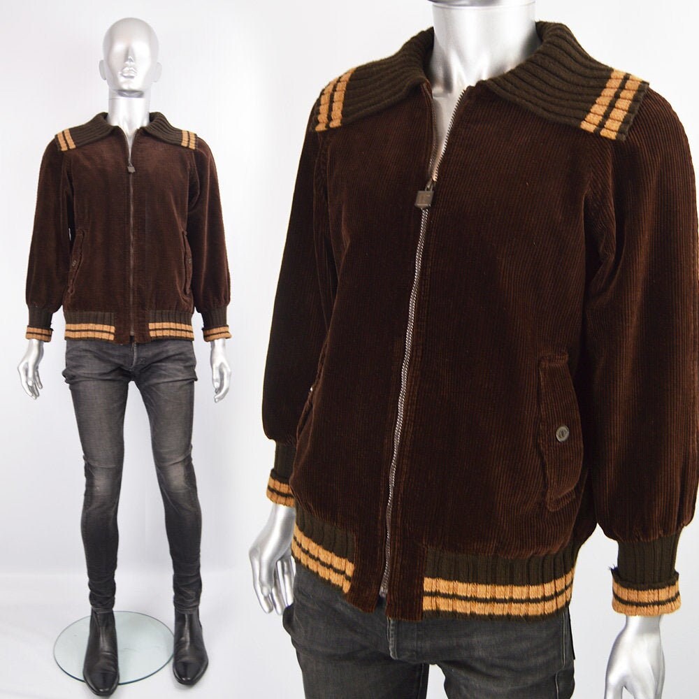 Image of Ted Lapidus 70S Coat Men Brown Corduroy Jacket Bomber