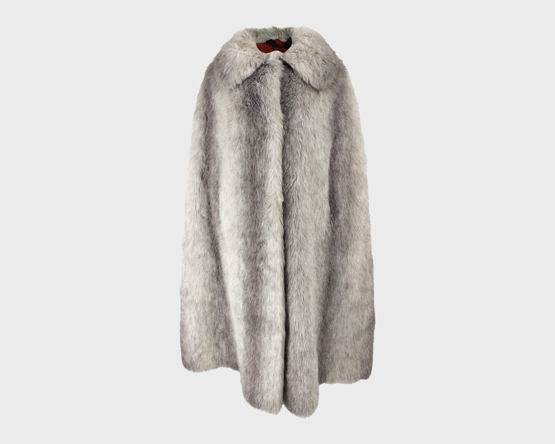 Vintage 70s Faux Fur Cape Coat, Furry Cape, Boho Cloak, 1970s Coat