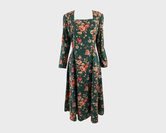 Vintage 80s Floral Dress Long Sleeve 