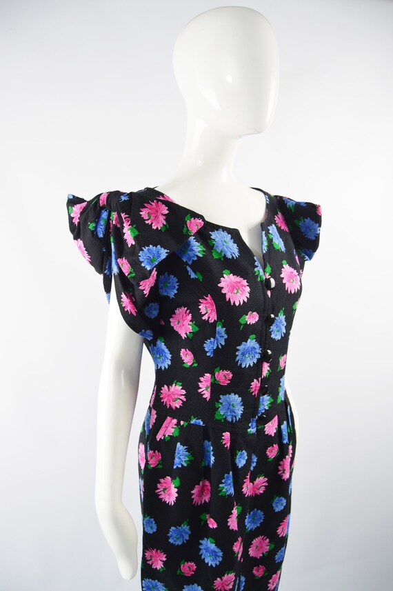 BELLVILLE SASSOON Black Cotton Dress Floral Print… - image 6