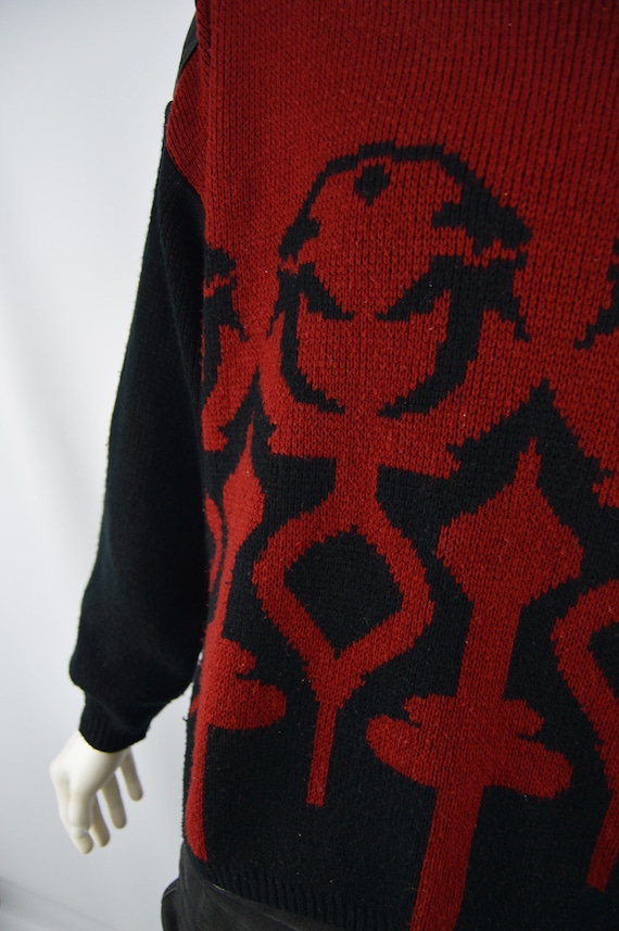 Mens 70s 80s Retro Indie Sheep Intarsia Knitted Cardigan