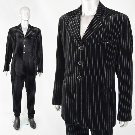 CALUGI E GIANNELLI Black Velvet Suit Mens Trouser