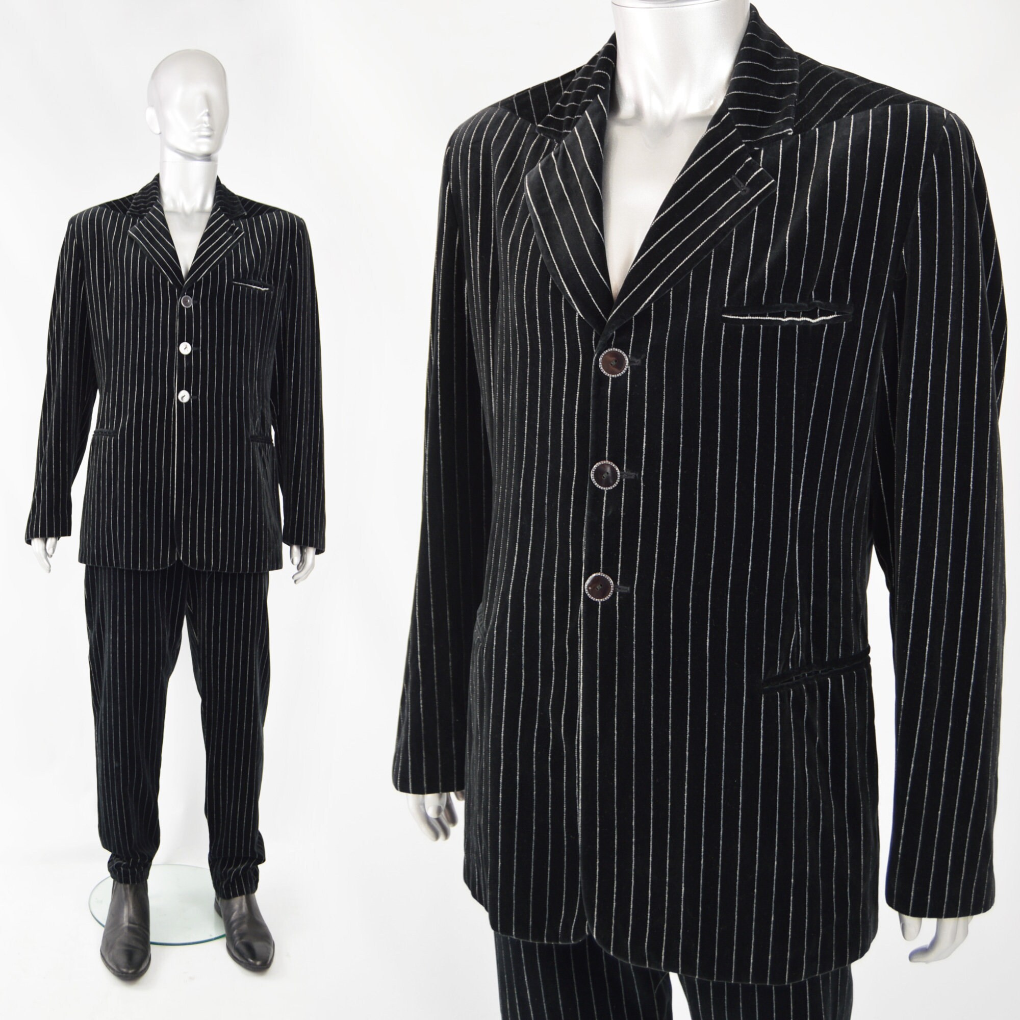 Image of Calugi E Giannelli Black Velvet Suit Mens Trouser Designer