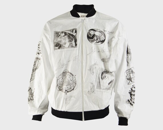 80s TYVEK Jacket MC Escher Print Mens Bomber Jacke