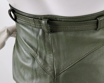 Vintage 80s CHRISTIAN DIOR Pants, Green Leather Pants, Lace Vintage 80s CHRISTIAN DIOR Pants, Green Leather Pants, Lace