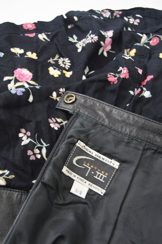 Vintage 90s Leather Skirt Rayon Skirt Boho Skirt … - image 7