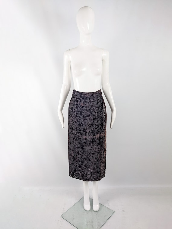 Vintage MARELLA by MAX MARA Brown Velvet Skirt, d… - image 2