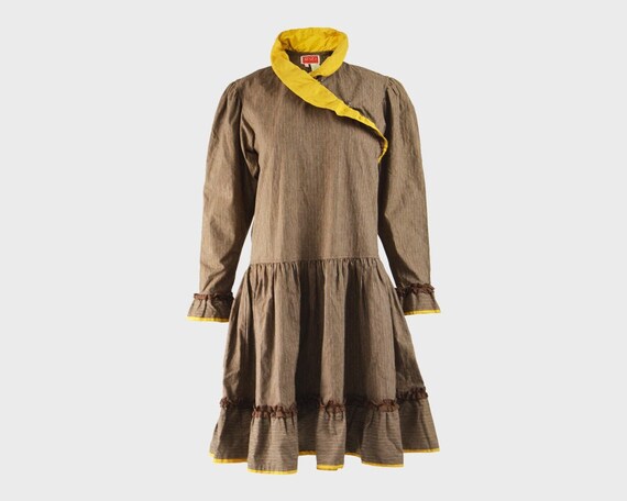 KENZO Dress Cottagecore Dress Brown Corduroy Yello