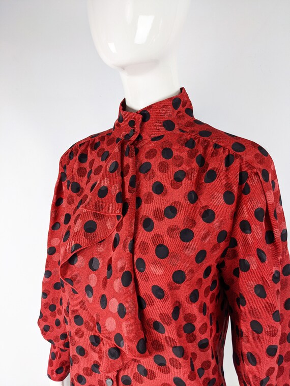 80s LOUIS FERAUD Vintage Polka Dot Blouse 1980s R… - image 3