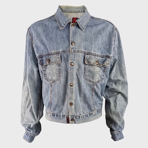 Vintage DOLCE & GABBANA Jacket Mens Denim Jacket Blue Jean Jacket D and G Jacket Trucker Jacket 90s Stone Wash Denim Designer Jacket