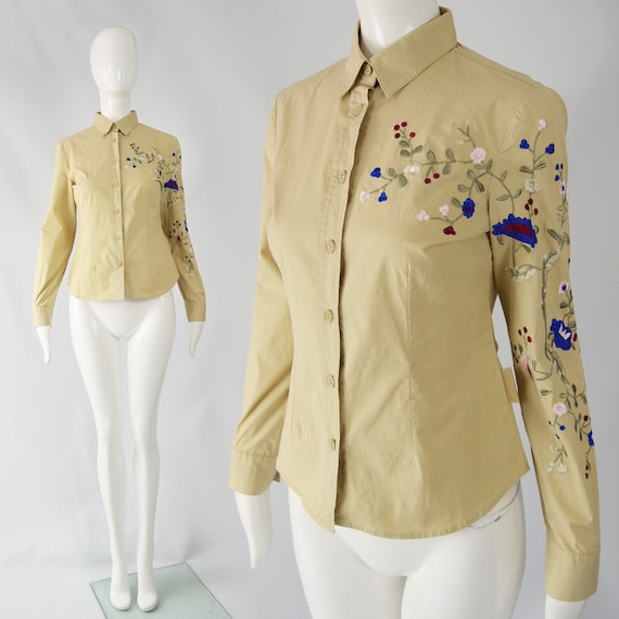 KRIZIA Embroidered Blouse Long Sleeve Shirt for Wo