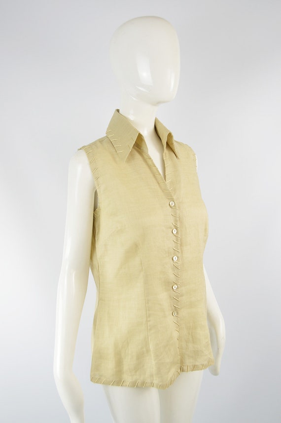 Vintage KATHARINE HAMNETT Fine Linen Shirt Summer… - image 4