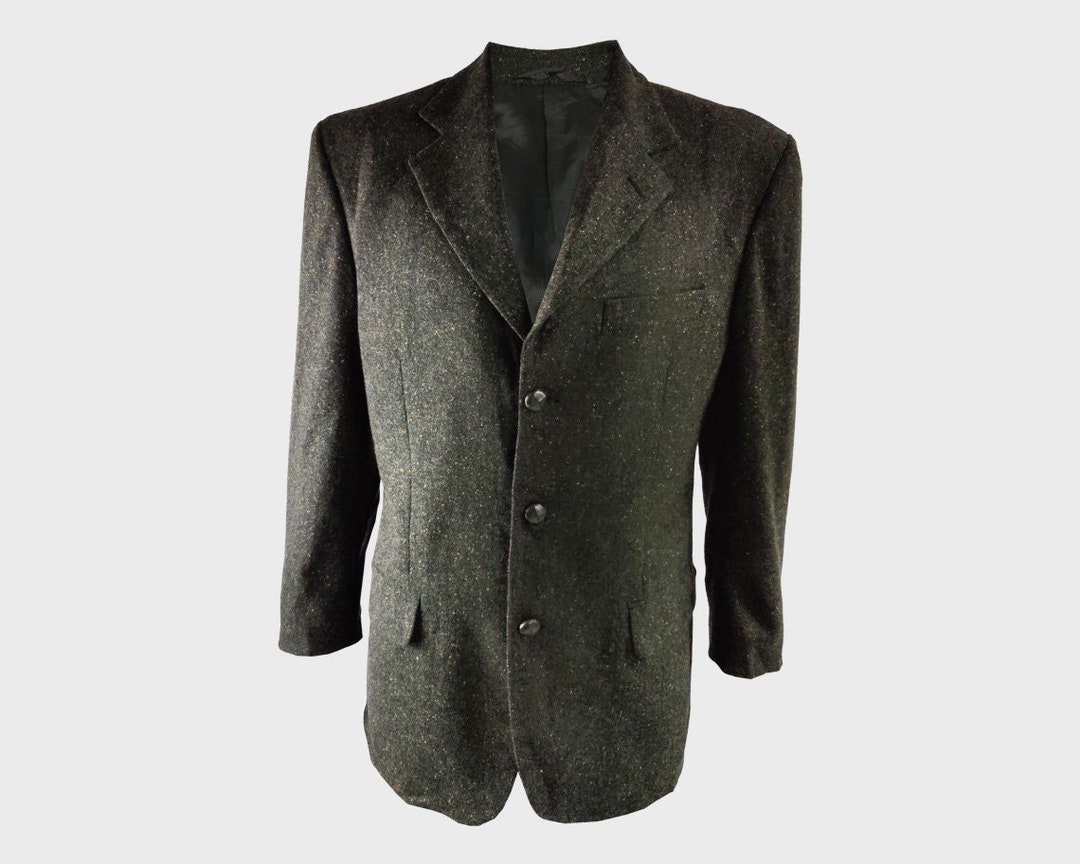 Vintage Mens Italian Jacket, Olive Green Lambswool Tweed Jacket Men ...