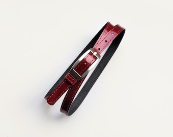 Vine red genuine patent leather waist belt, ALL SIZES