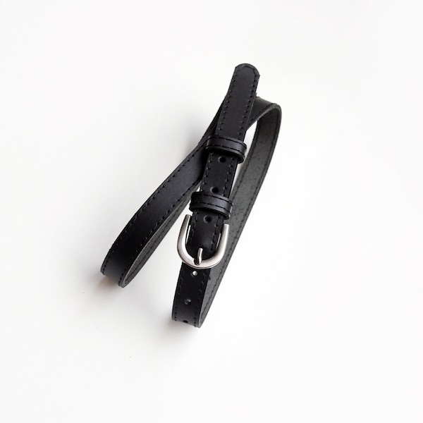 Ceinture fine en cuir noir pour femme, Ceinture en cuir naturel. TOUTES LES TAILLES