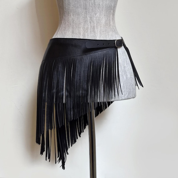 Leather Fringe Hip Belt, Boho Waist Scarf Belt, Festival accessories