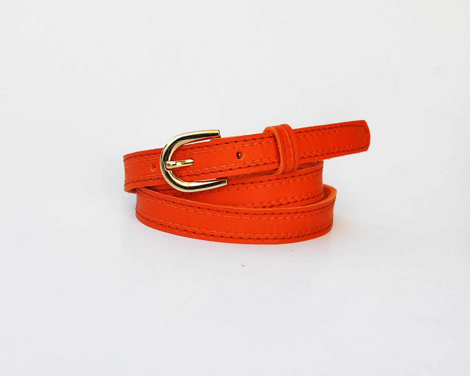 Leather Belt for Women Orange Skinny Waist Belt ALL SIZES Etsy