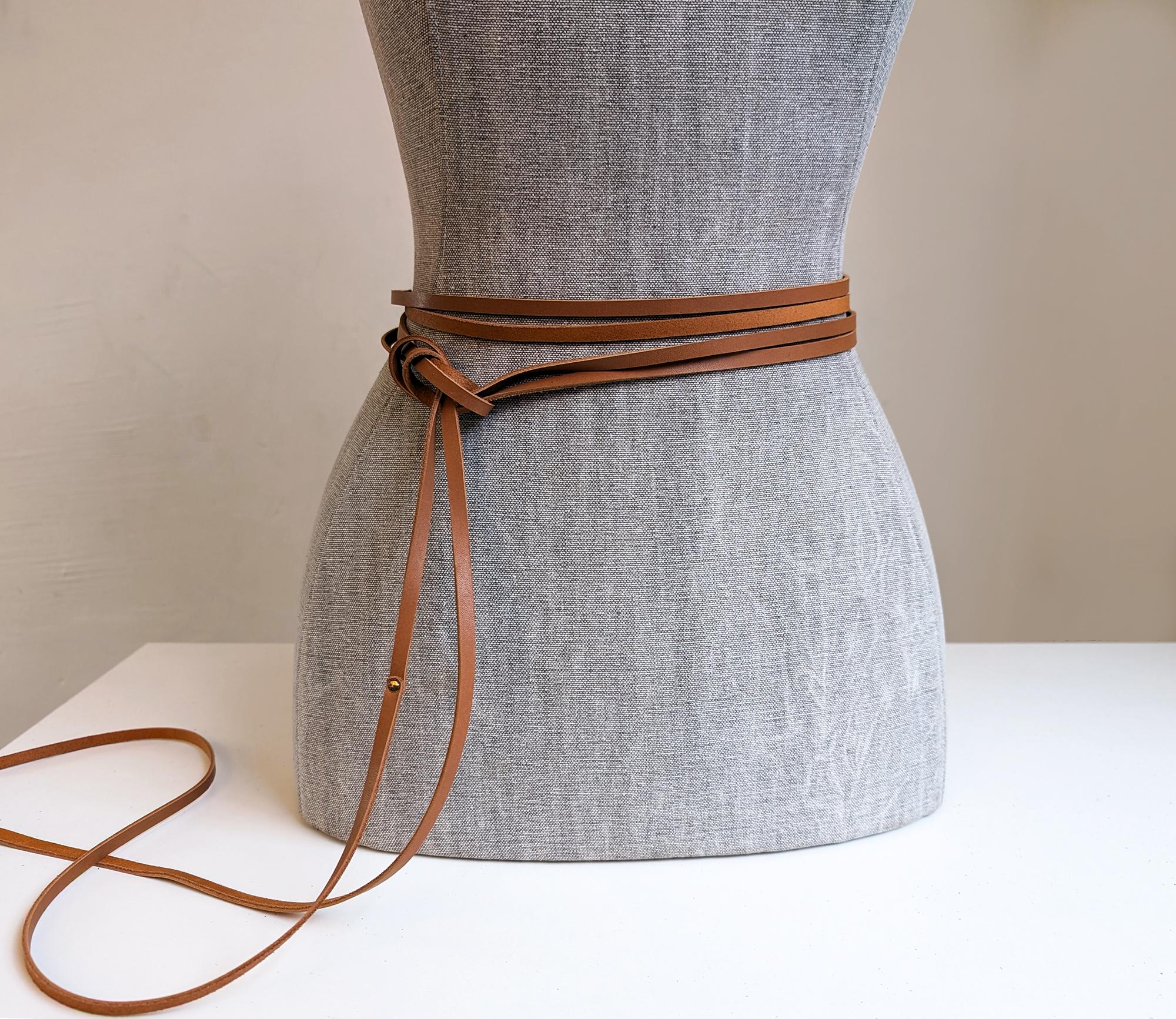 Natural Brown Leather String Belt: Multi-wrap Waist & Body  display picture 2