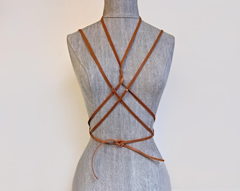 Multi-Wrap Waist & Body Leather Strap: Black or Brown Genuine Leather String Belt