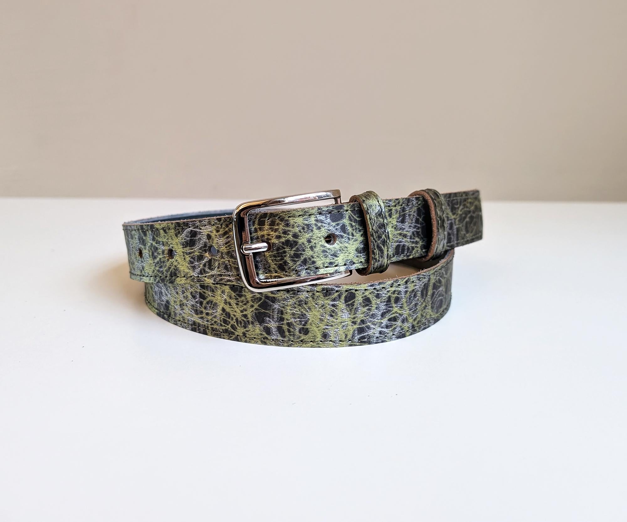 Leather belt,  Camo printed silver CAMO LEATHER BELT main image 4
