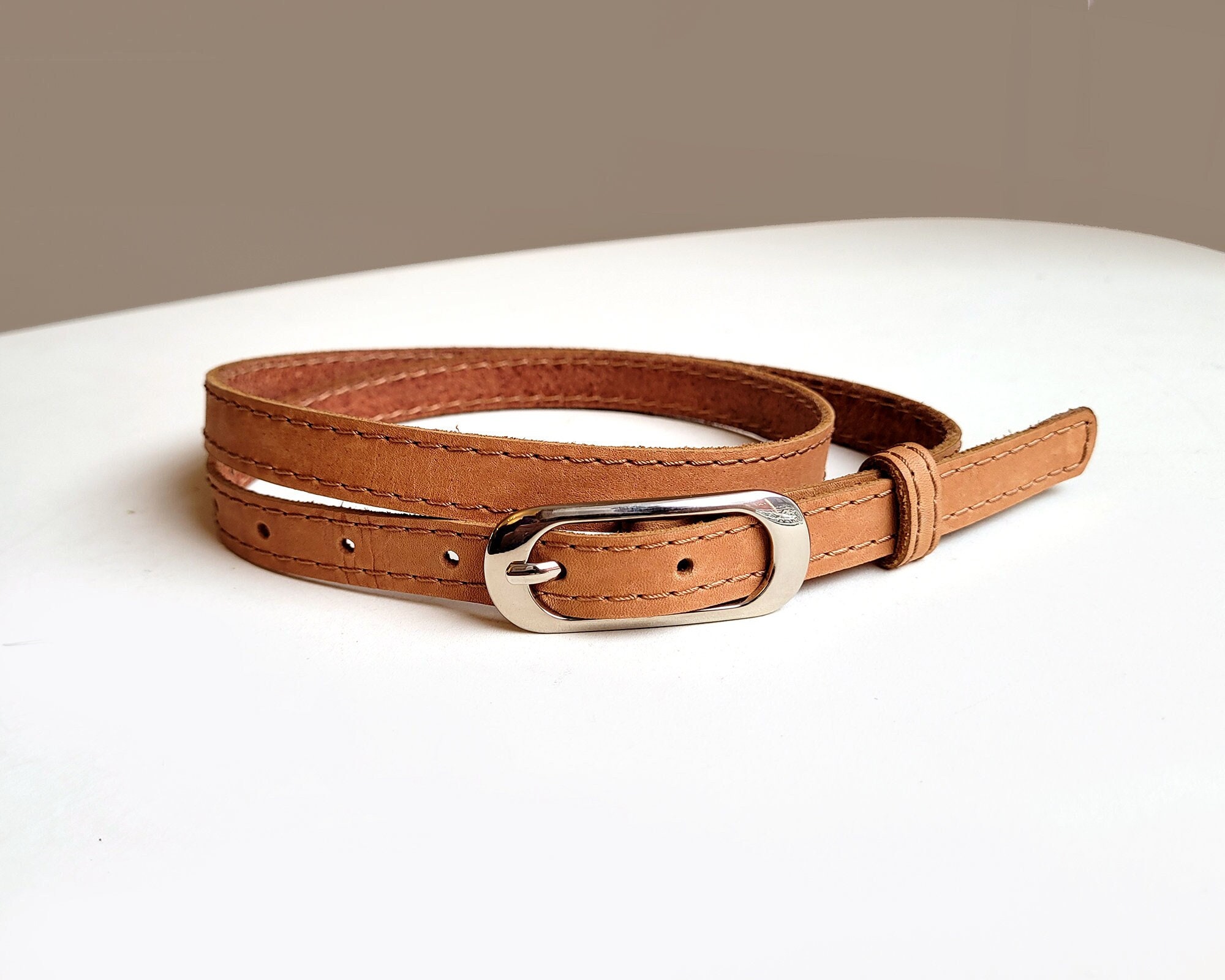 Brown Natural Leather Belt, Women