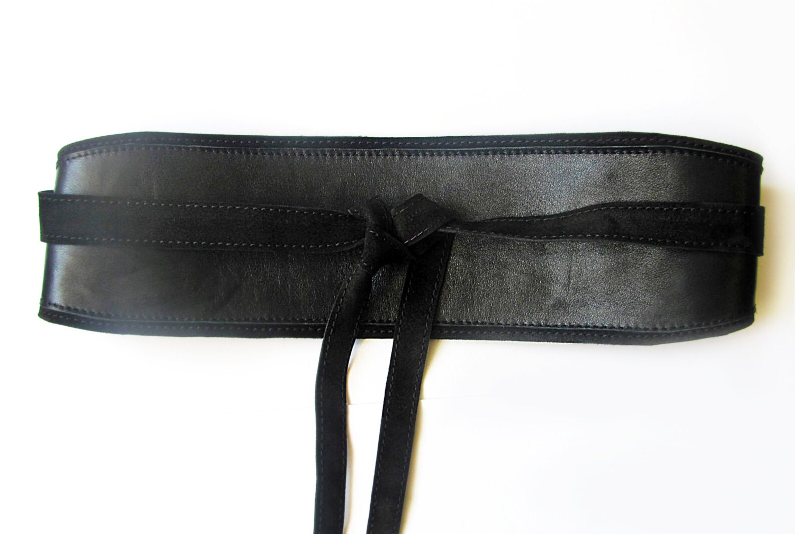 Black Leather Obi Belt Black Wide Waist Belt Etsy